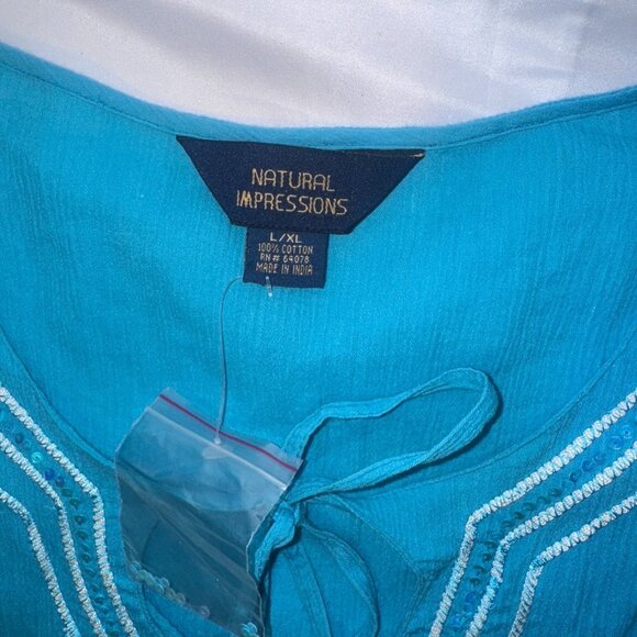 Lot of 2 International Concepts Pink & Blue Tunic Top - L/XL Embroidered NWT - Picture 4 of 9